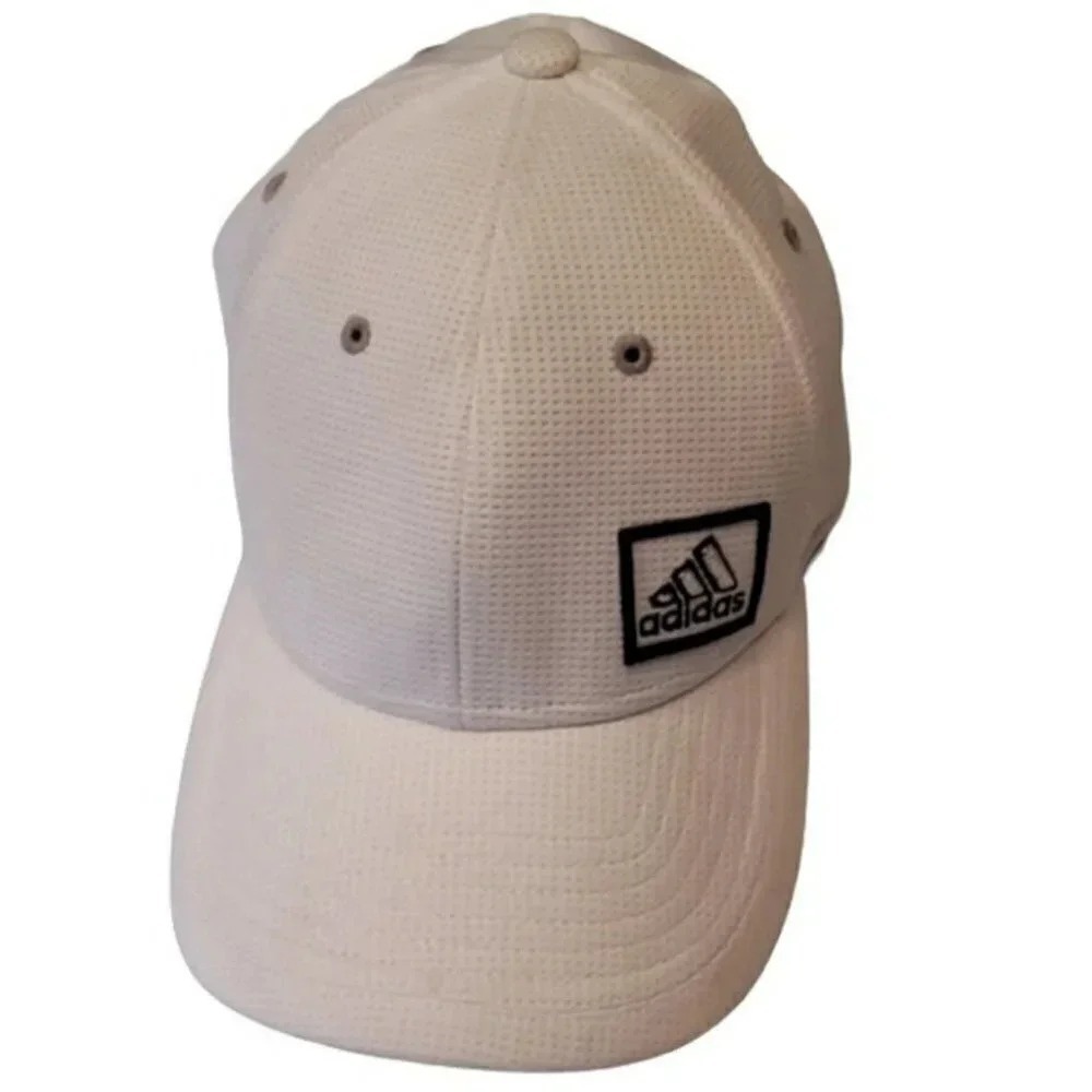 Adidas Baseball Cap L/XL White A-Flex Mesh Structured‎ Curved Brim Hat